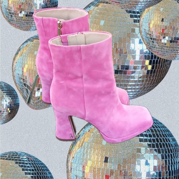 Sam Edelman Pink Suede Jaye Ankle Boots Size 8.5 - Picture 2 of 5
